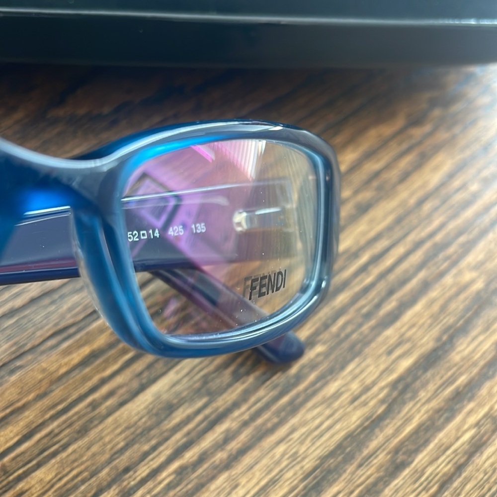 NWOT FENDI Women's Eyeglasses F957R 425 Blue with Crystal FF Rectangular Frame - Picture 9 of 11